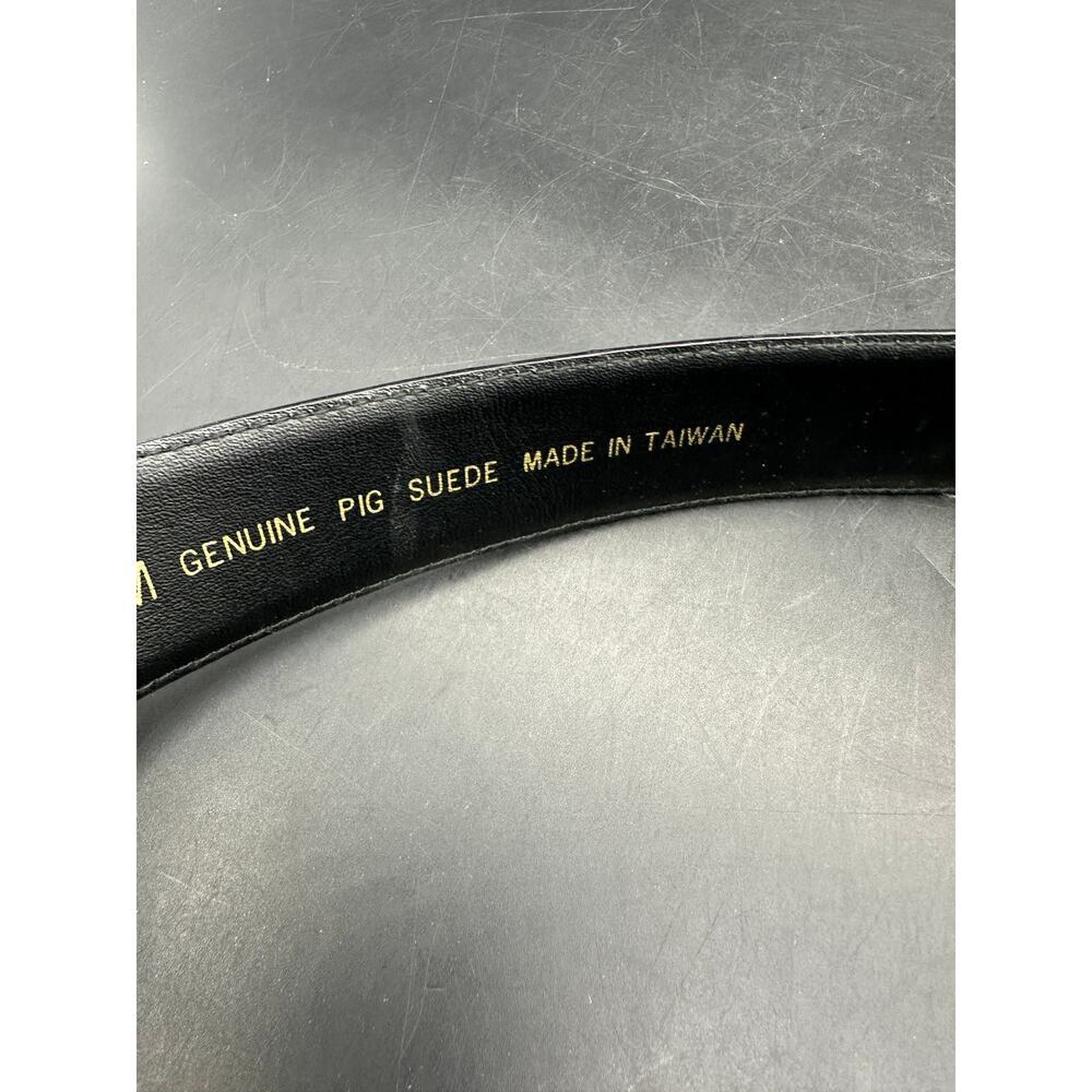 Sostanza Black Suede Western Belt Gold Embroidered Keeper Medium Made in Taiwan - Picture 5 of 9